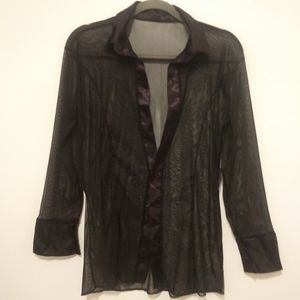 Vintage 90's Black See-through blouse in a size M/L